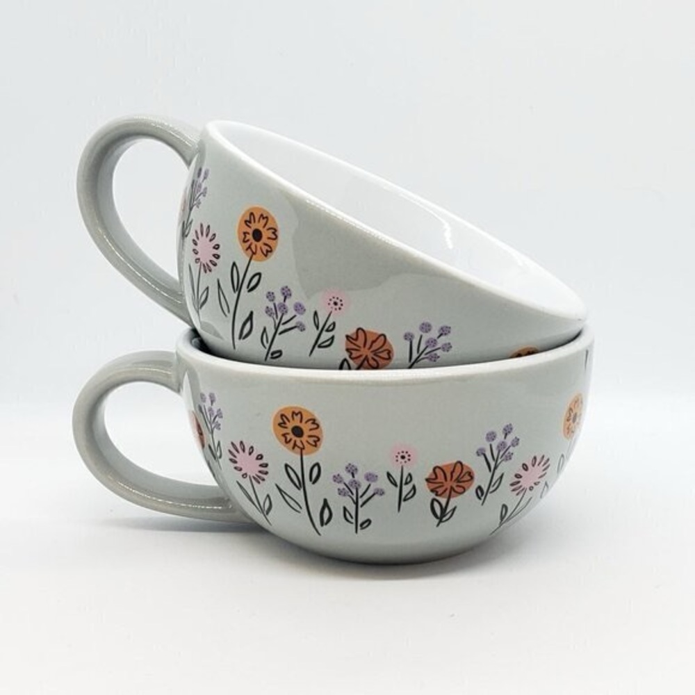 David's Tea Set Of Two Flowers Jolly Tea Cups